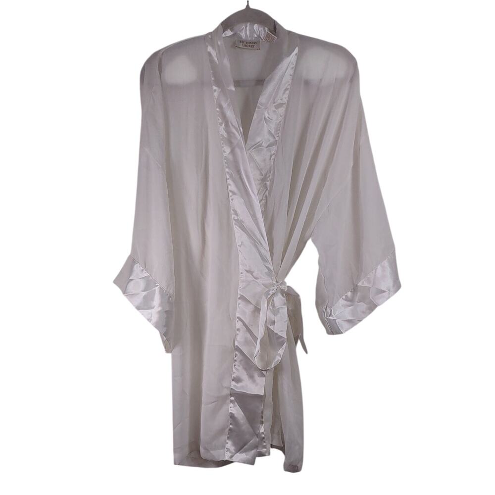 Vintage Victoria Secret Gold Label Short Sheer Robe, White, One Size